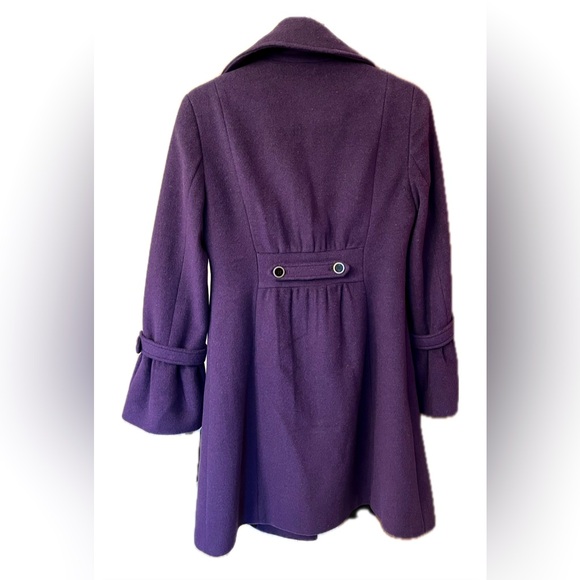 Wool Double Breasted Belle Sleeved Knee Length Coat - Picture 2 of 5